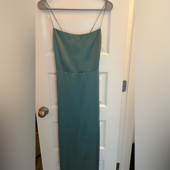 Reformation Frankie Silk Dress - Verdigris Blue - size 0 - Picture 2 of 3